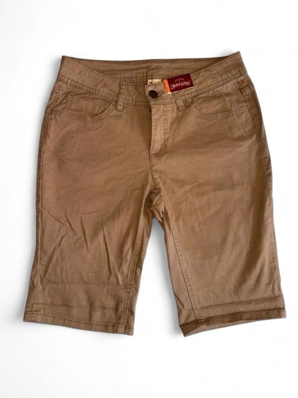 NWT Faded Glory Tan Bermuda Shorts Size 8 Khaki 10" Inseam